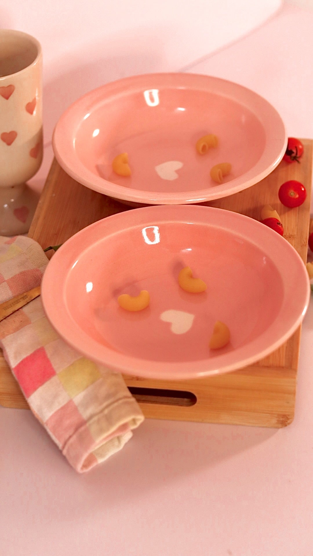 Sweetheart Pasta Plate in blush pink ceramic with heart design by KLAEORA
