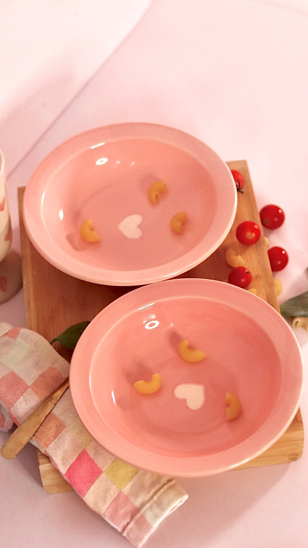 Sweetheart Pasta Plate in blush pink ceramic with heart design by KLAEORA