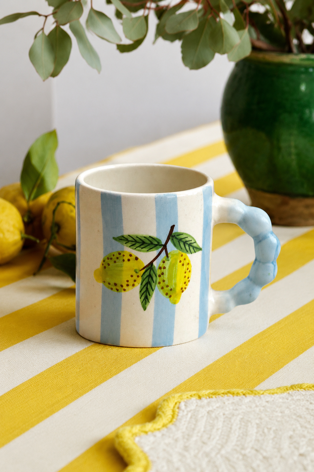 Lemon Blue Stripe Mug