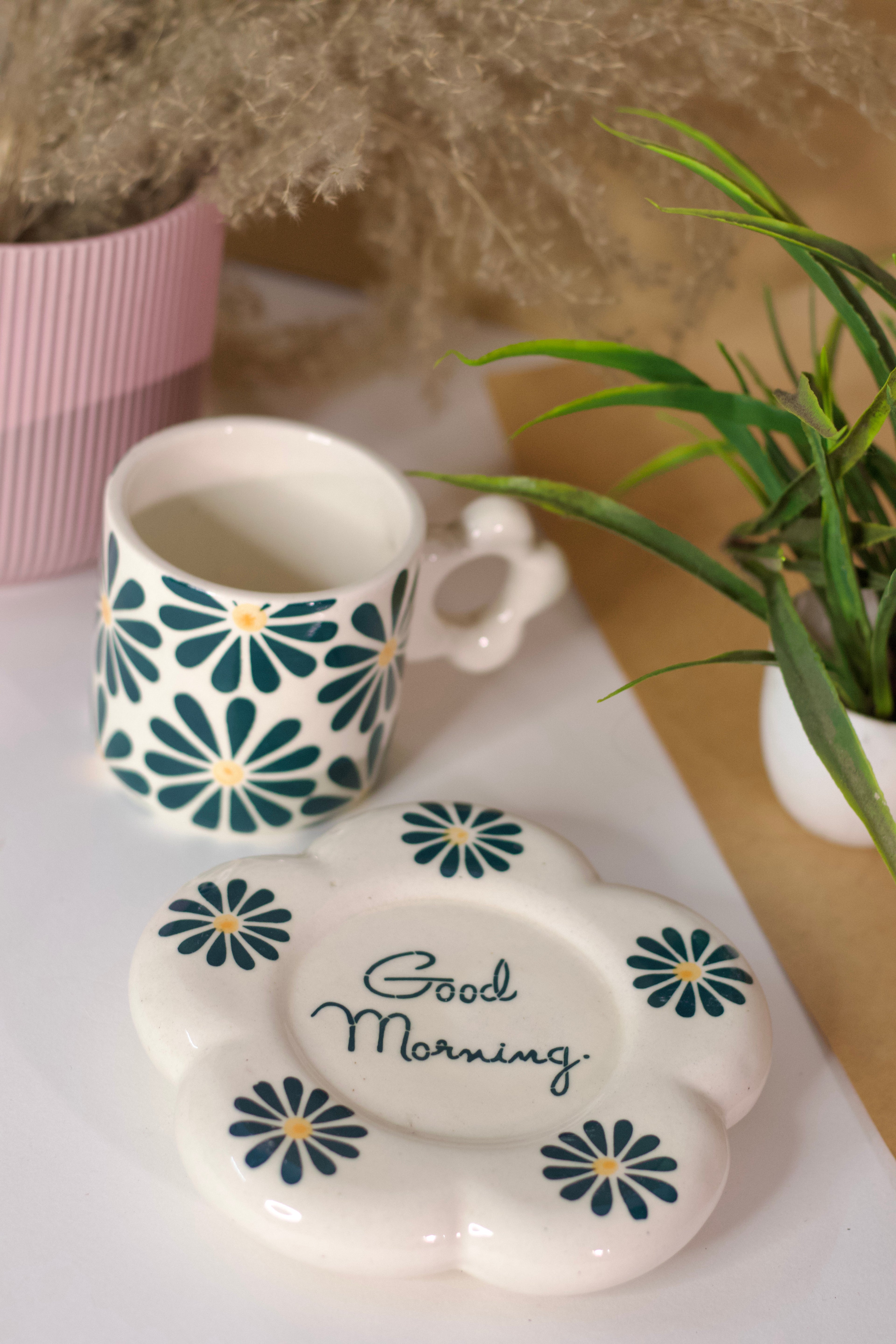 Good Morning Daisy Coffee Cup & Saucer Set