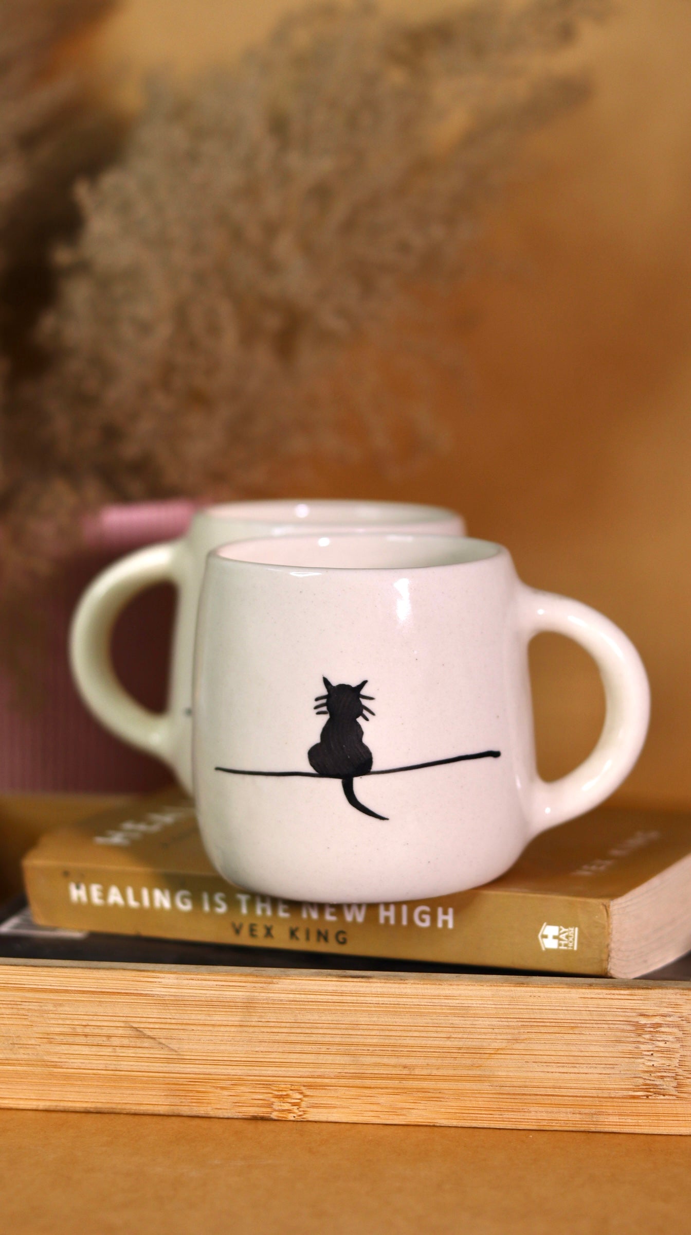 Little Black Sitting Cat Coffee Mug