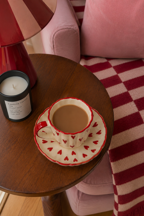 Amour Heart Ceramic Cup & Saucer
