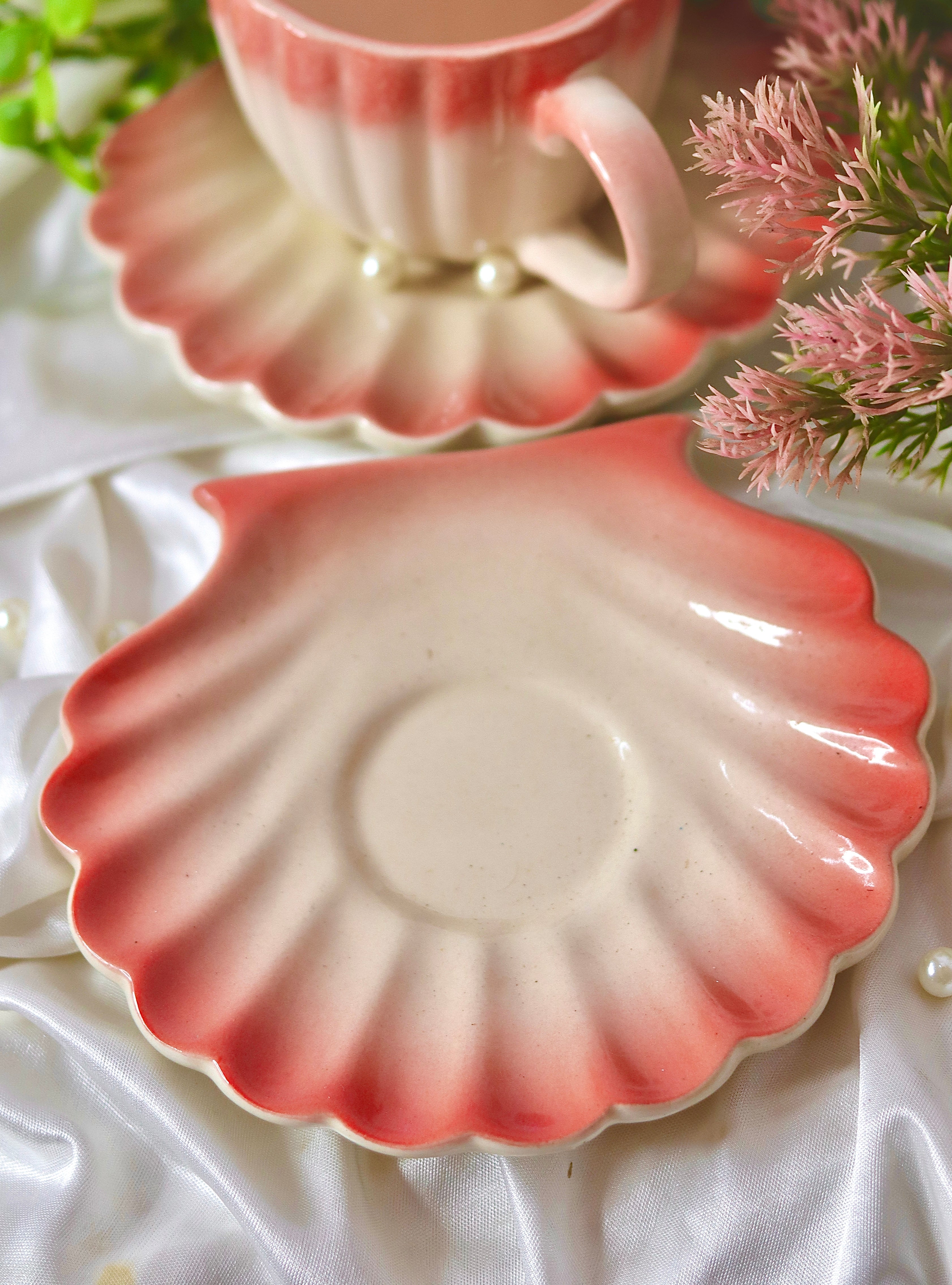 Coral Shell Cup & Saucer
