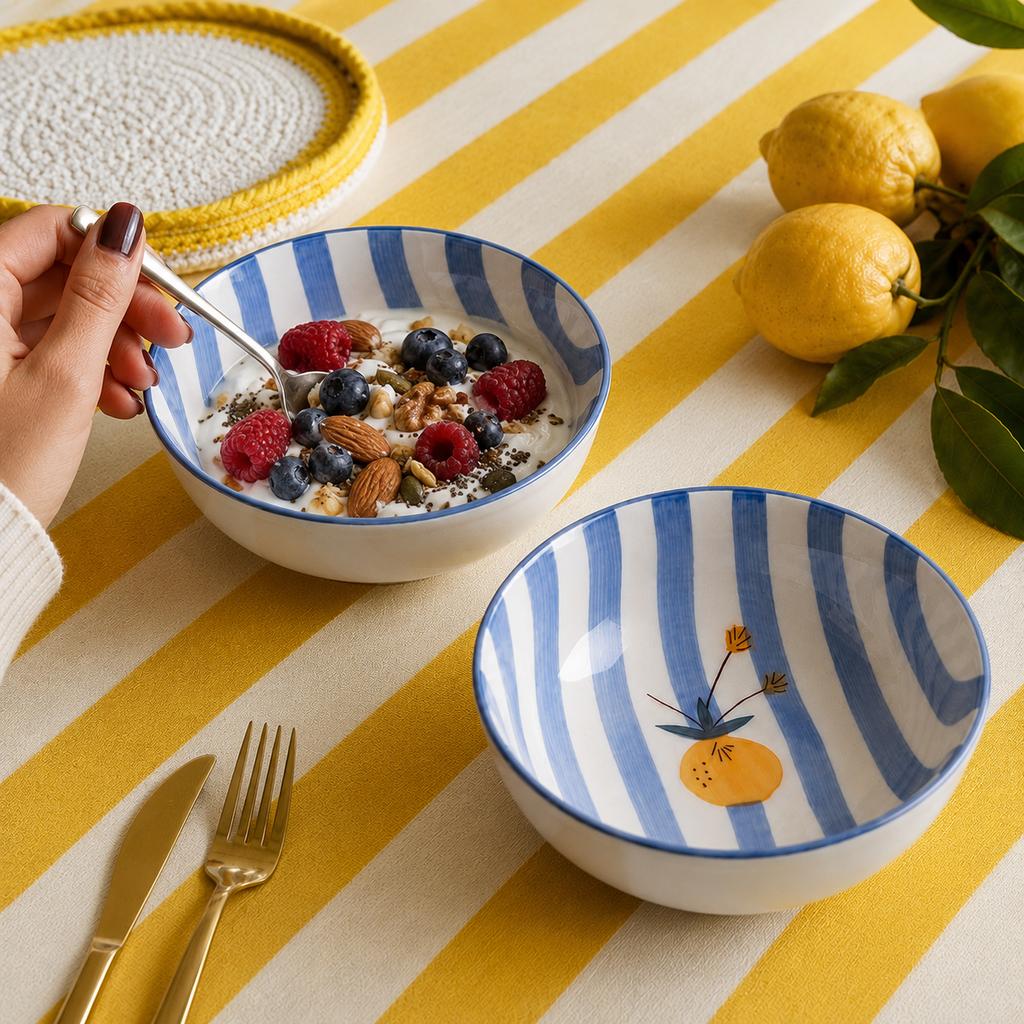 Lemon Stripe Bowl
