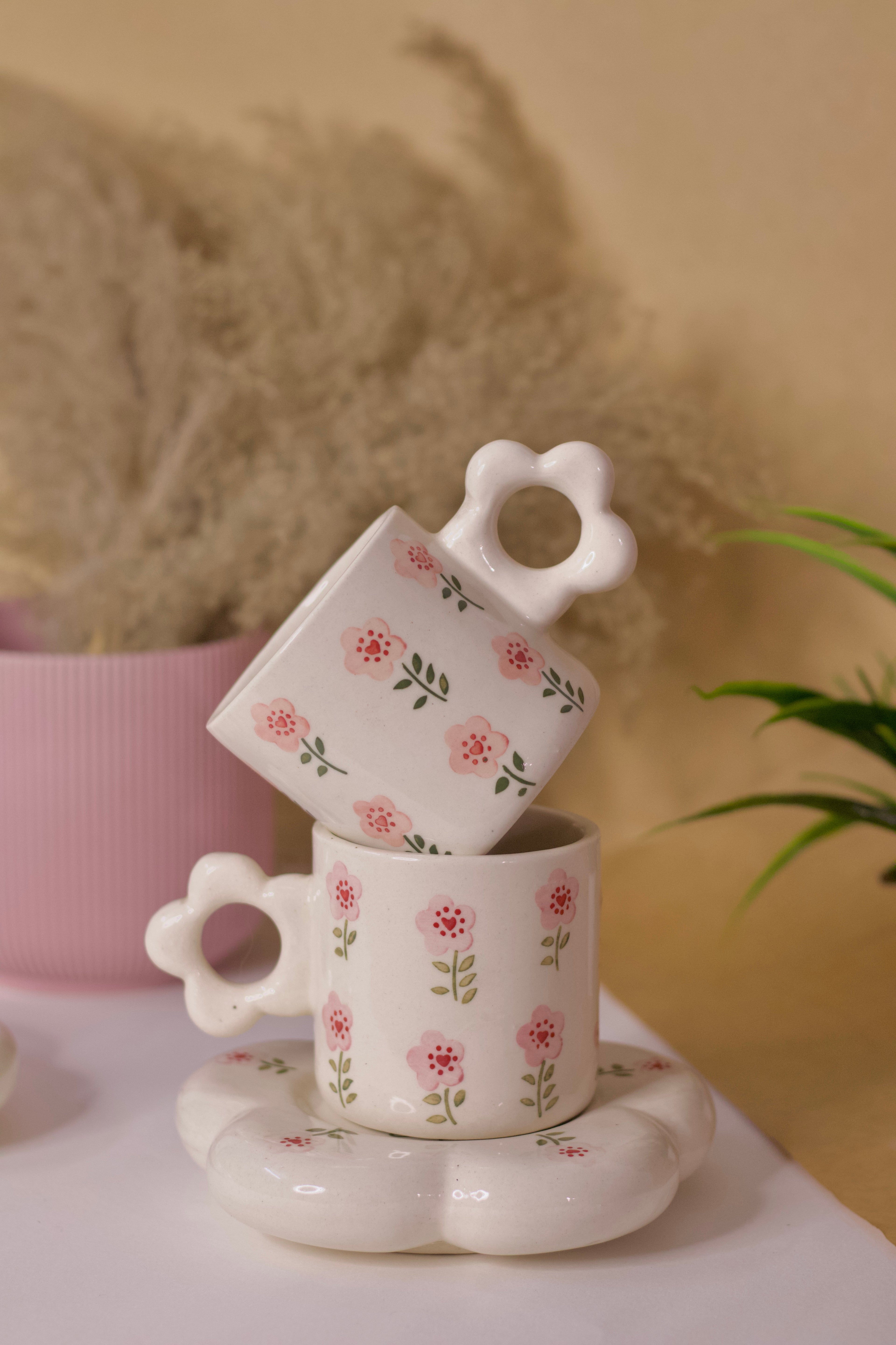 Pink Blossom Good Morning Coffee Cup & Saucer Set