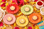 Bloomika Ceramic Diya / Tealight Holder Set of 5 – Diwali edit