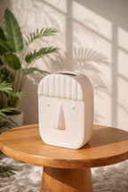 Ribbed Muse Face Ceramic Vase