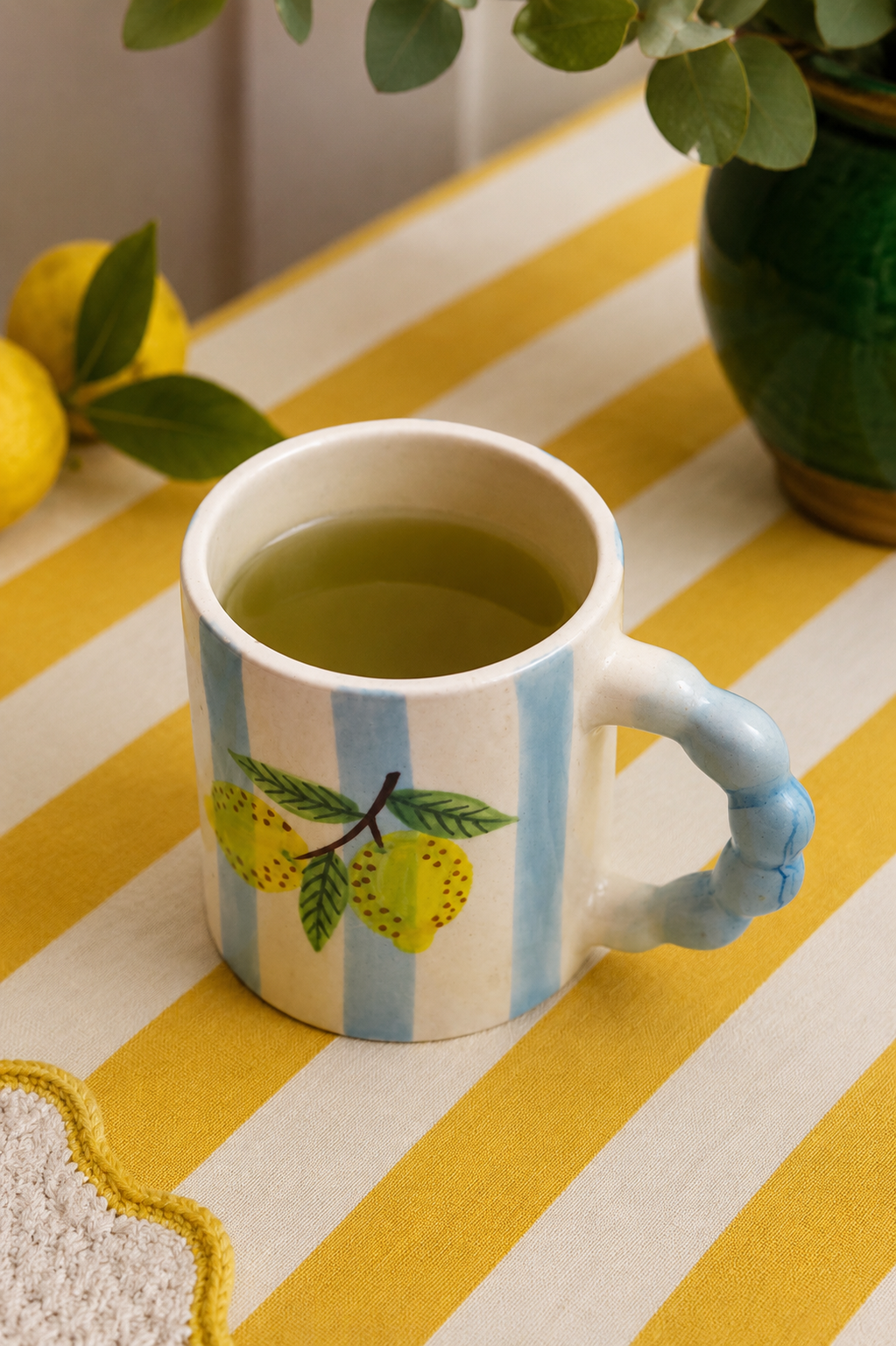 Lemon Blue Stripe Mug