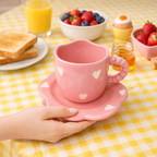 Pink Heart Coffee Mug  & Saucer