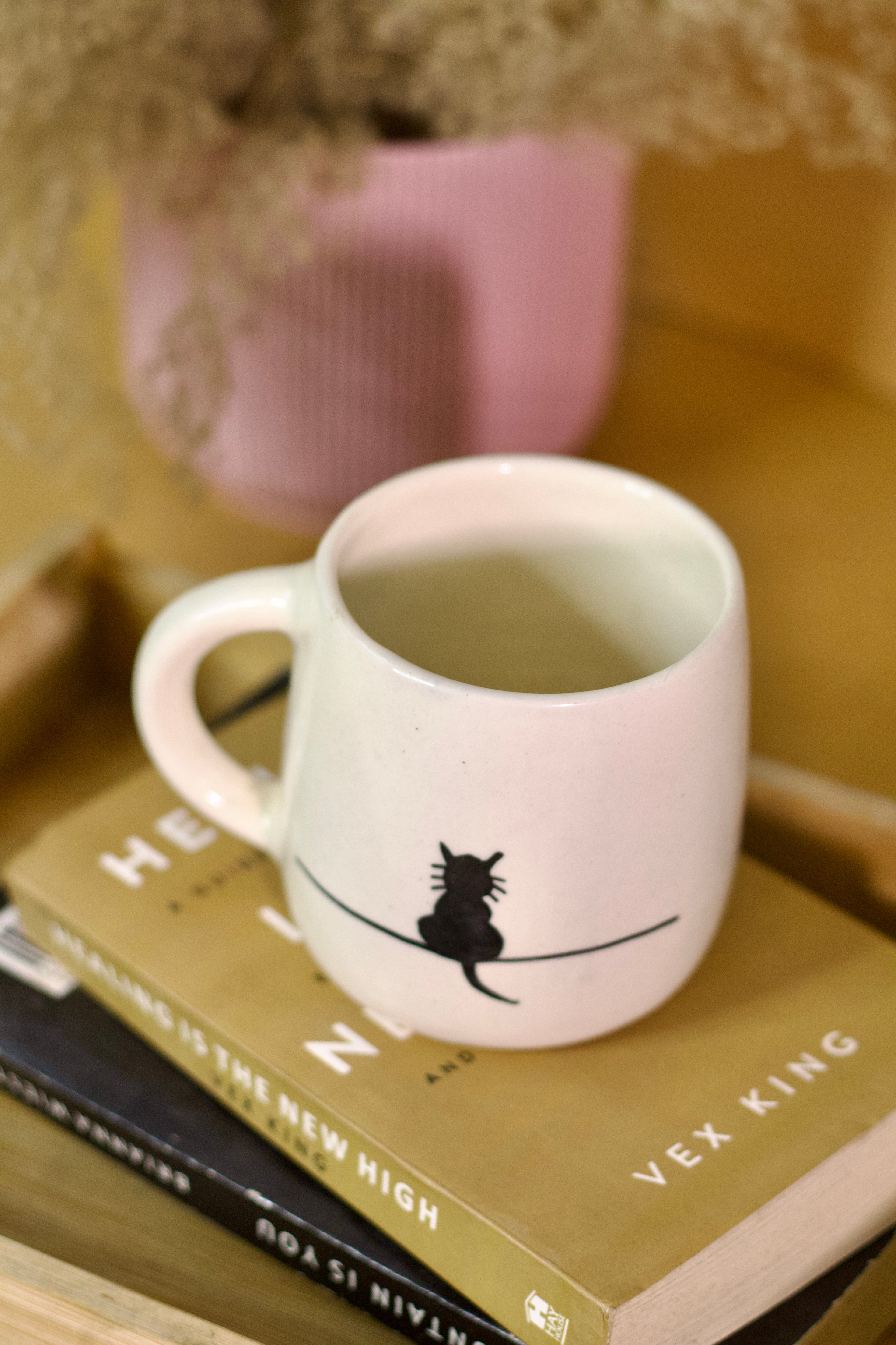 Little Black Sitting Cat Coffee Mug