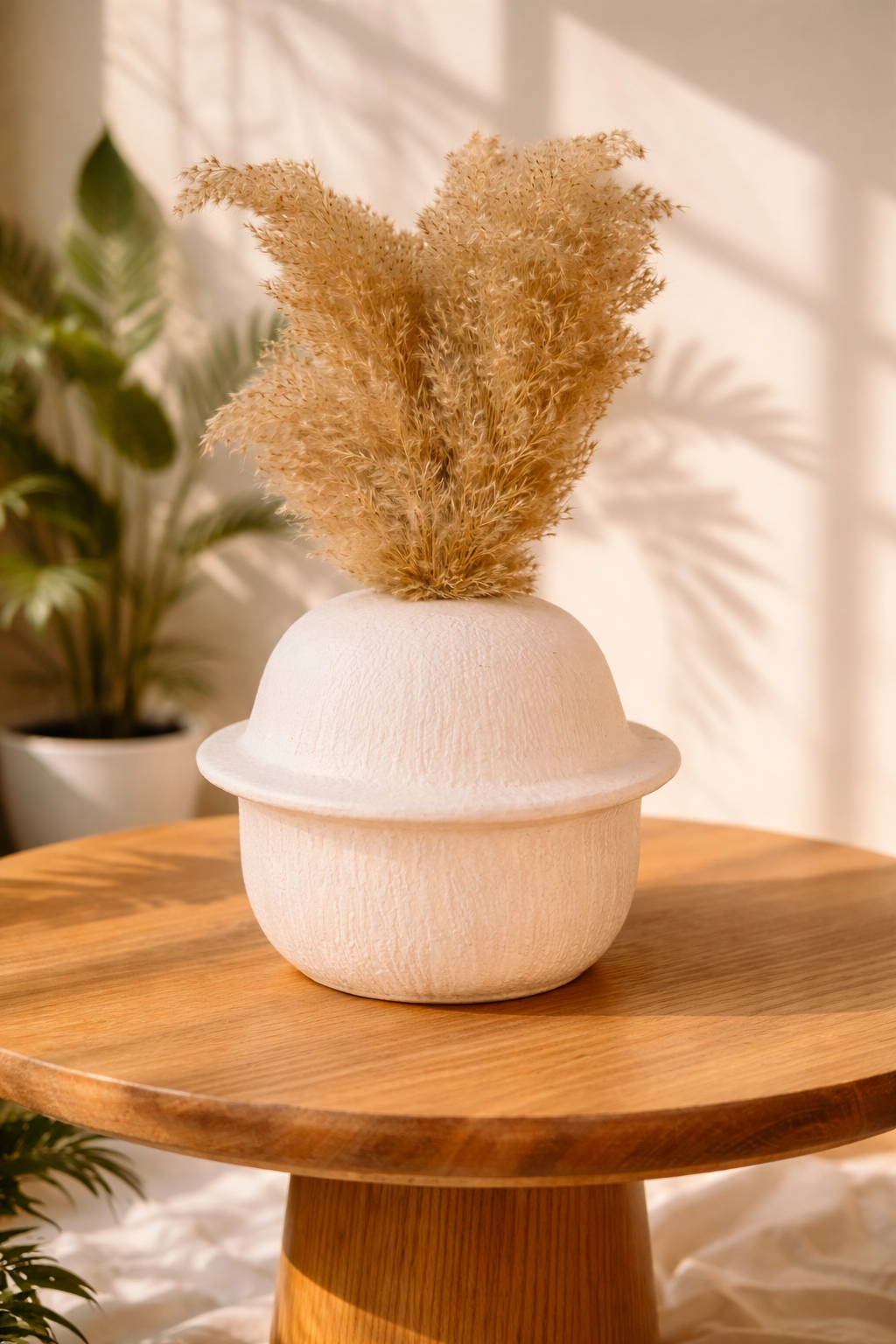 Textured Round Ceramic Vase