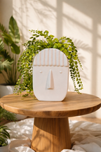 Ribbed Muse Face Ceramic Vase