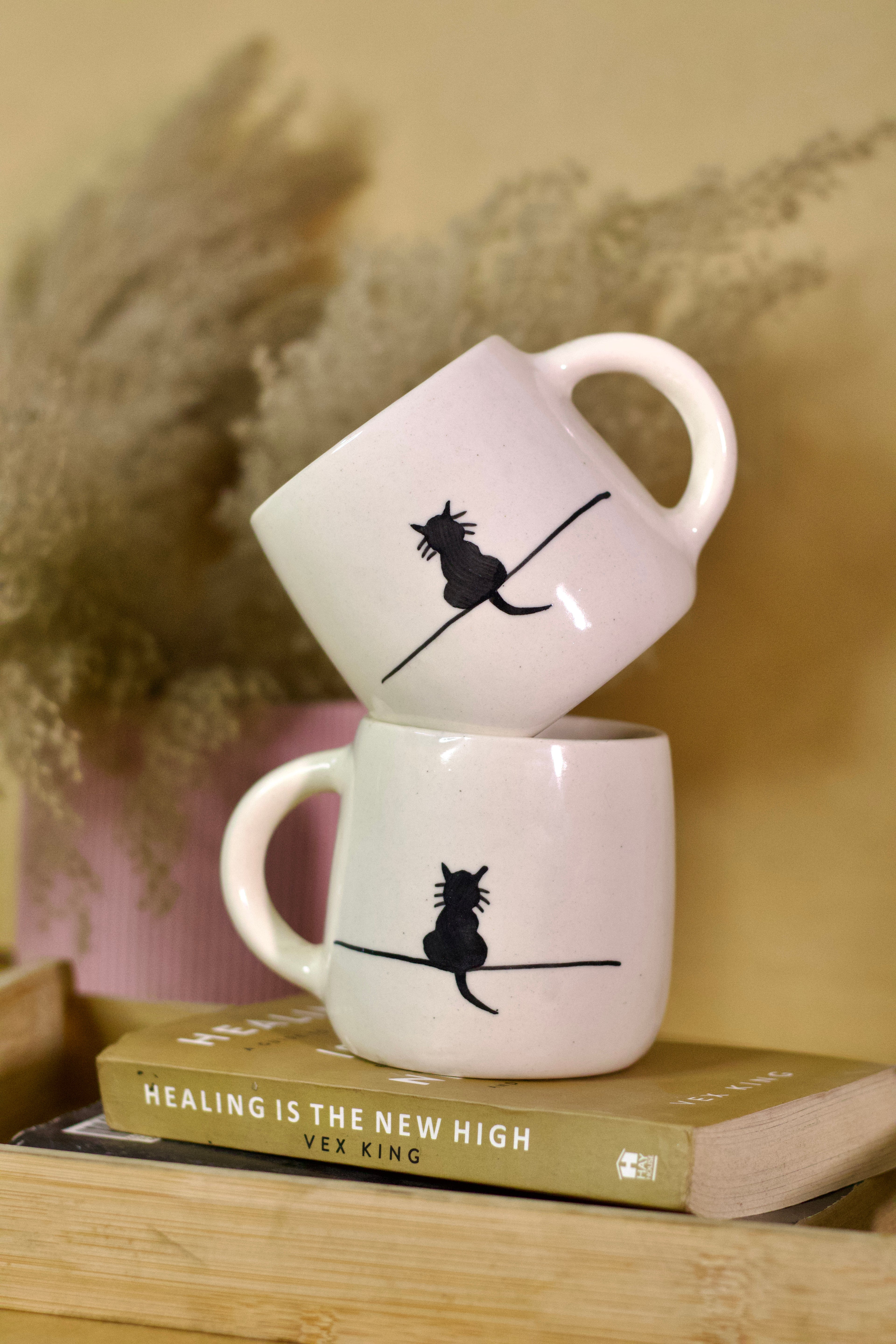 Little Black Sitting Cat Coffee Mug