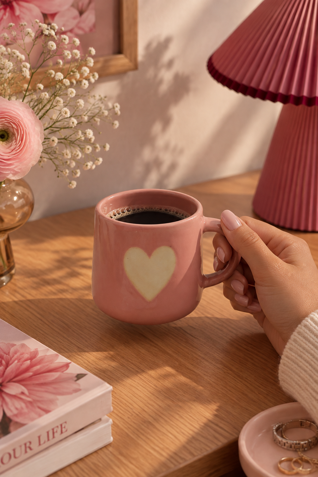Pink Heart Ceramic Mug
