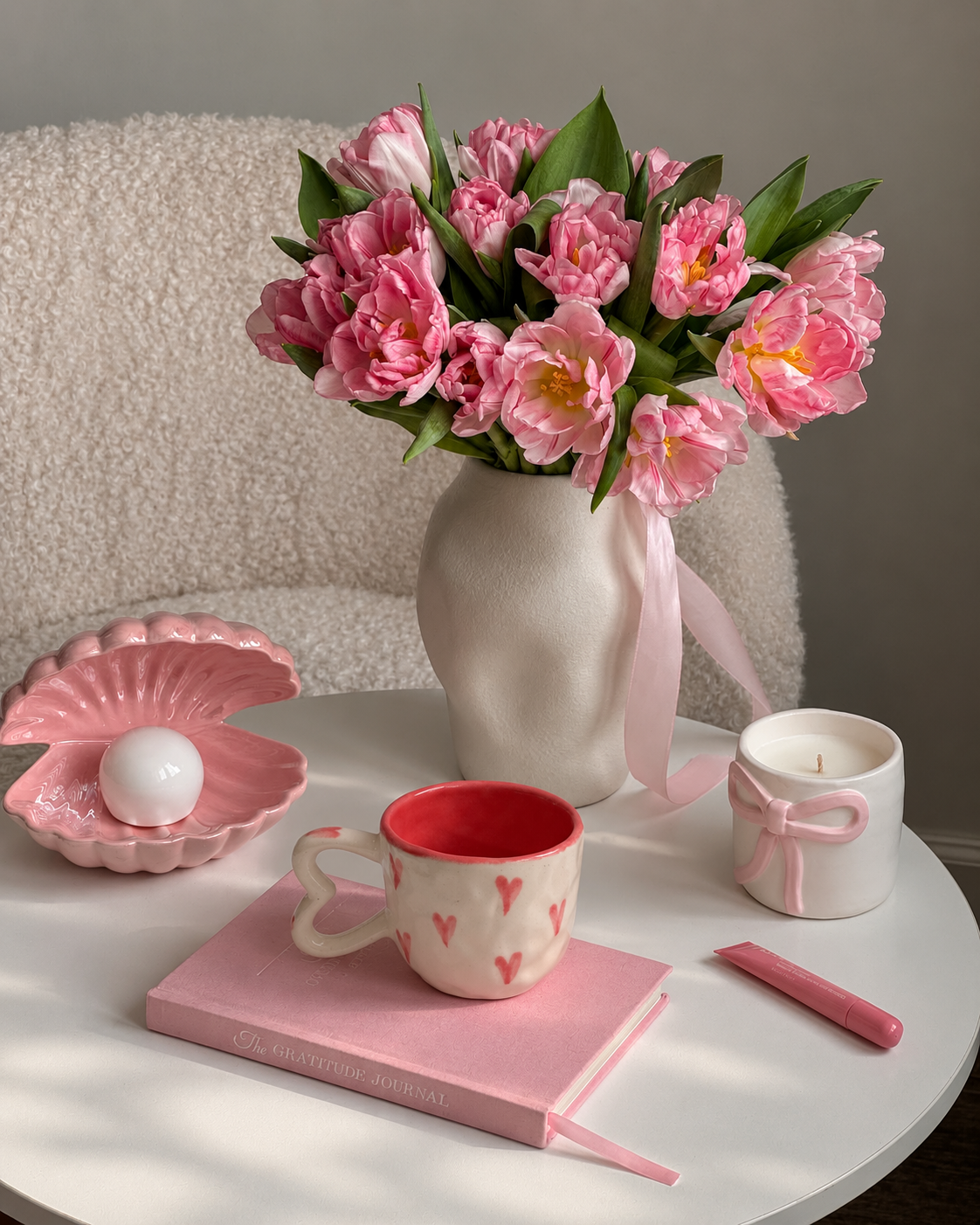 pink heart coffee mug