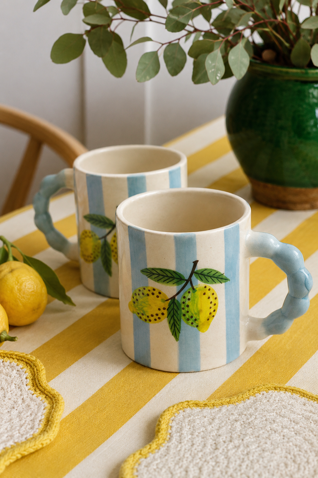 Lemon Blue Stripe Mug