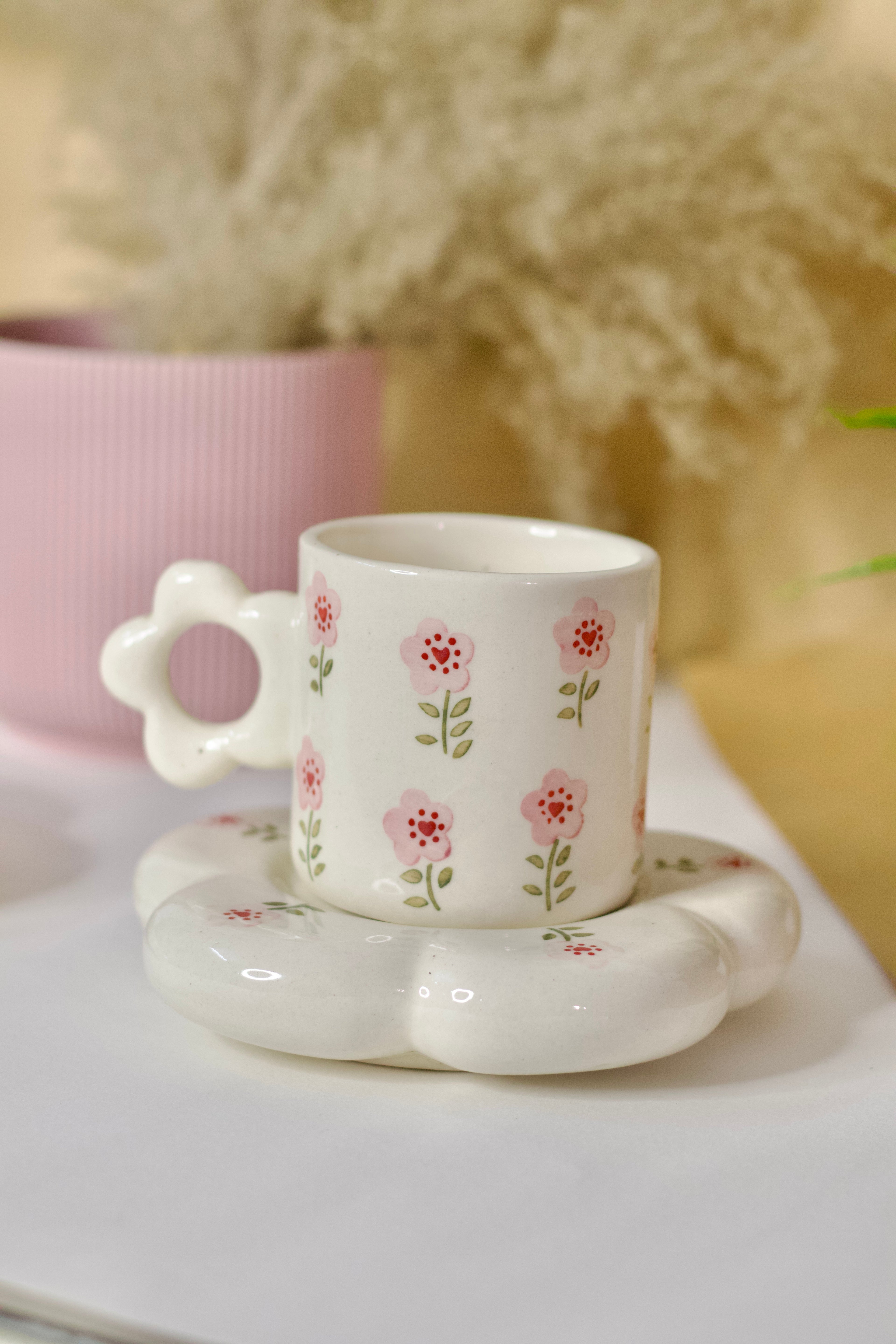 Pink Blossom Good Morning Coffee Cup & Saucer Set