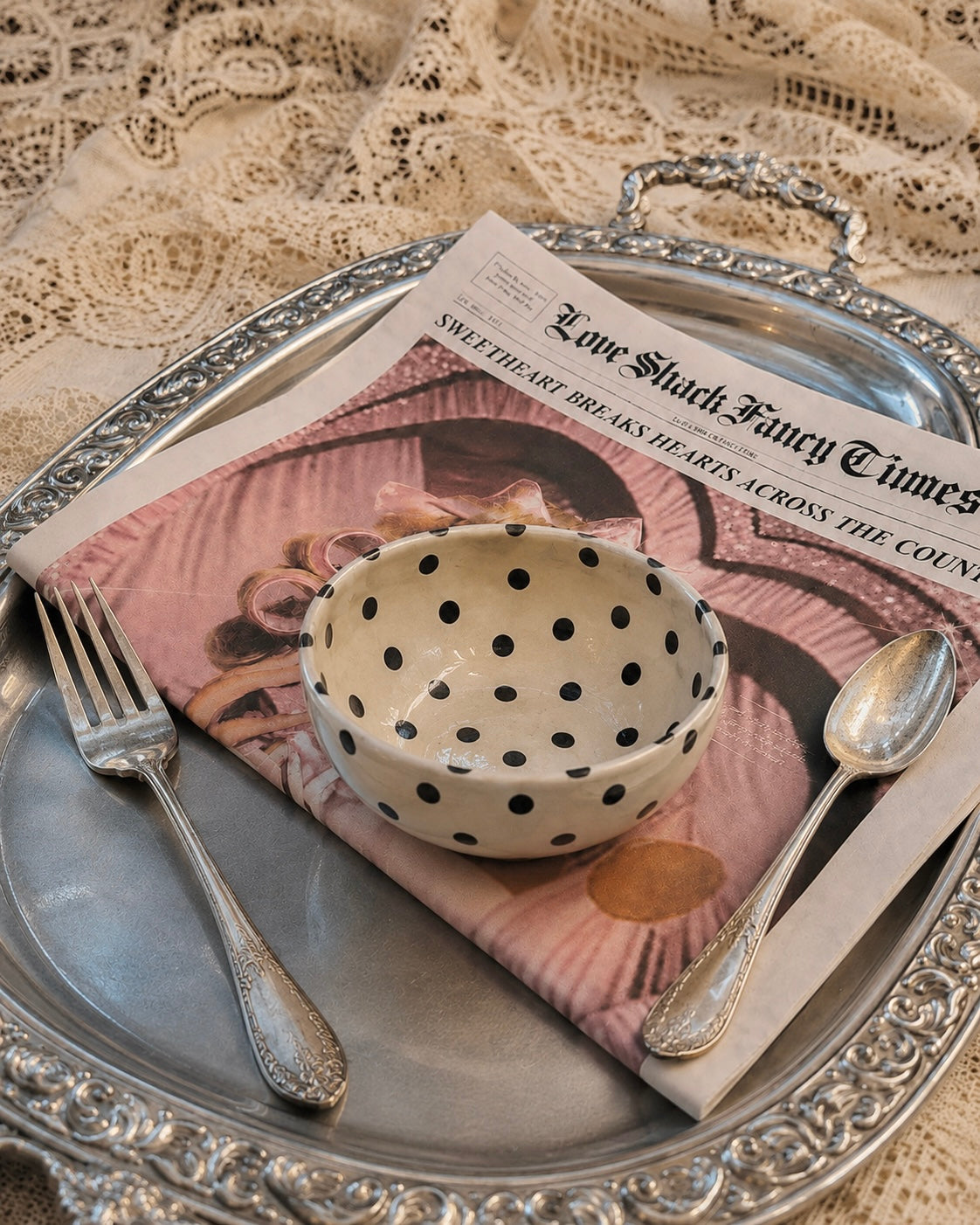 Polka dot ceramic bowl