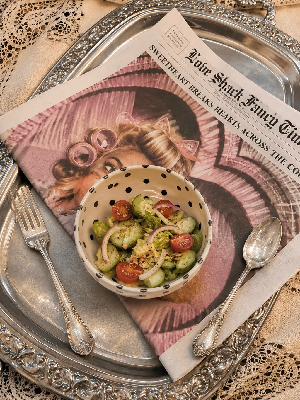 Polka dot ceramic bowl
