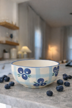Blueberry Check Ceramic Snack Bowl
