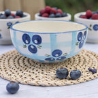 Blueberry Check Ceramic Snack Bowl