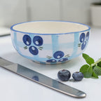 Blueberry Check Ceramic Snack Bowl