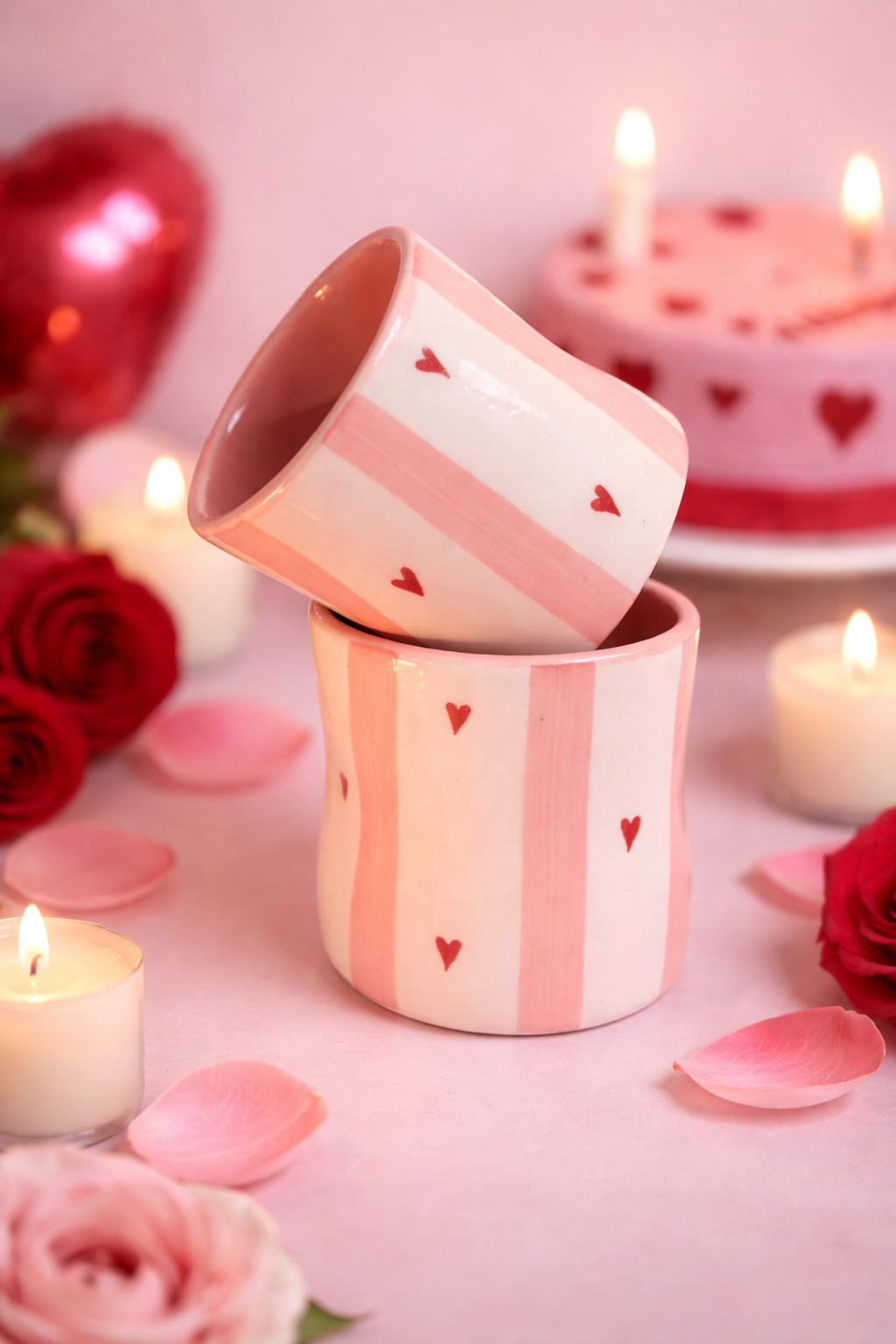 Pink Heart Strip Pinch Tumbler