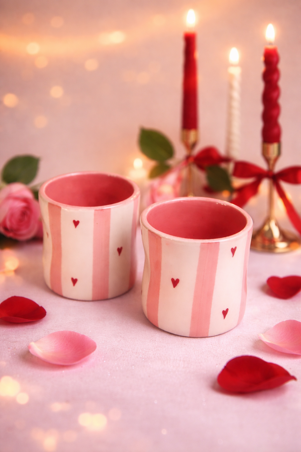 Pink Heart Strip Pinch Tumbler