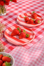 Red & Pink Strip Cookie Plate