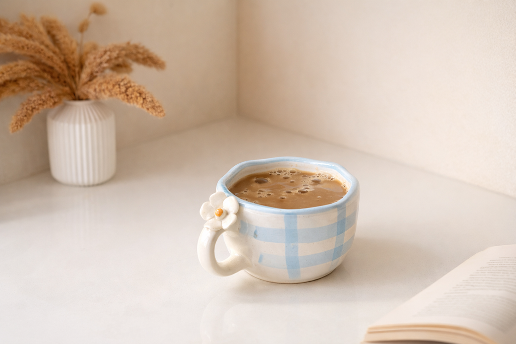 Blue Daisy Coffee Cup