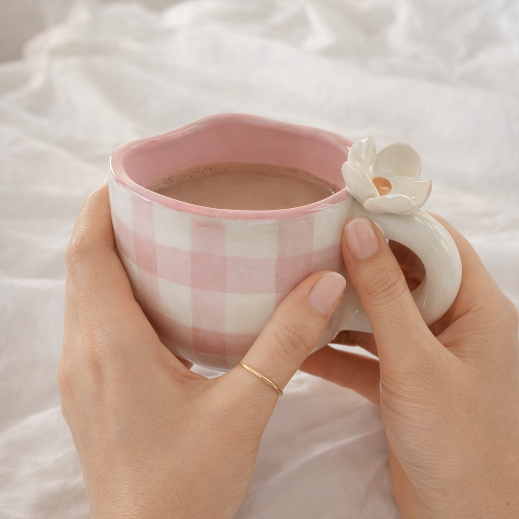 Pink Daisy Coffee Cup