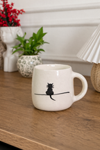 Little Black Sitting Cat Coffee Mug