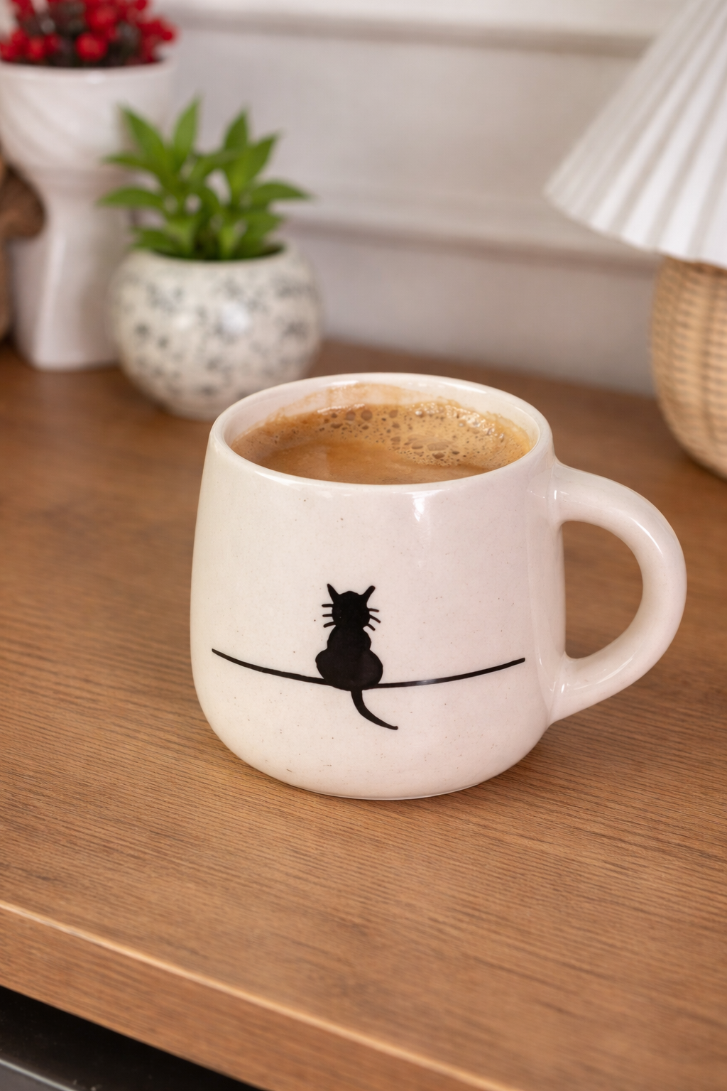 Little Black Sitting Cat Coffee Mug