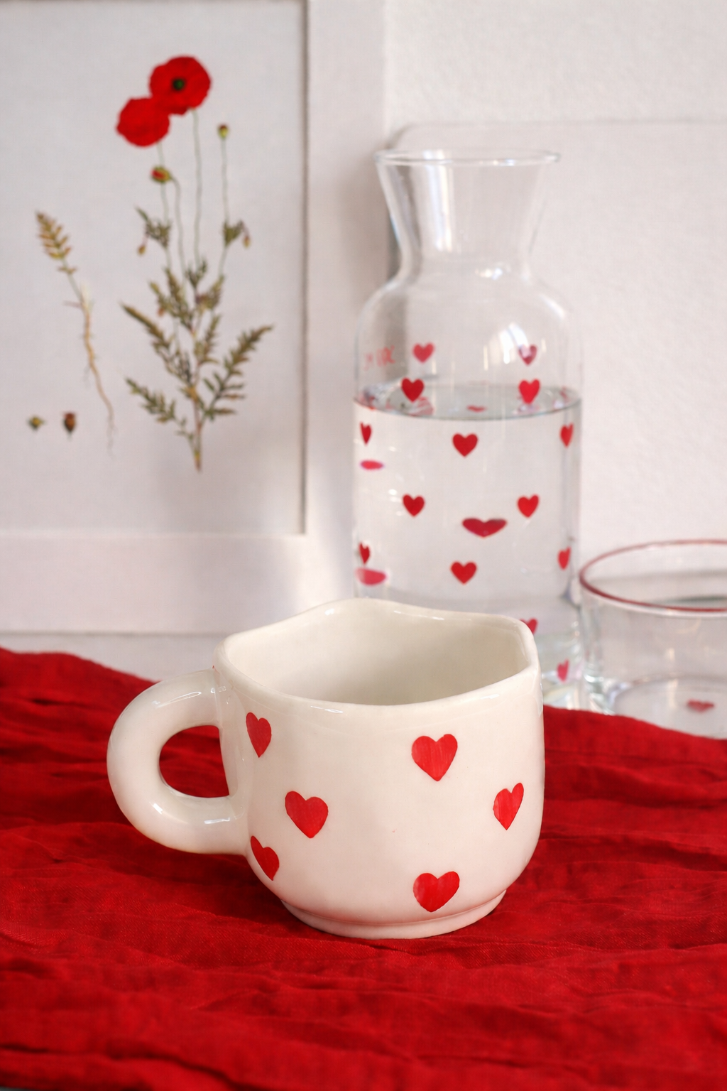 Red Mini Heart Ceramic Coffee Mug