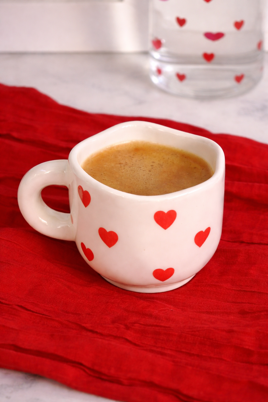Red Mini Heart Ceramic Coffee Mug