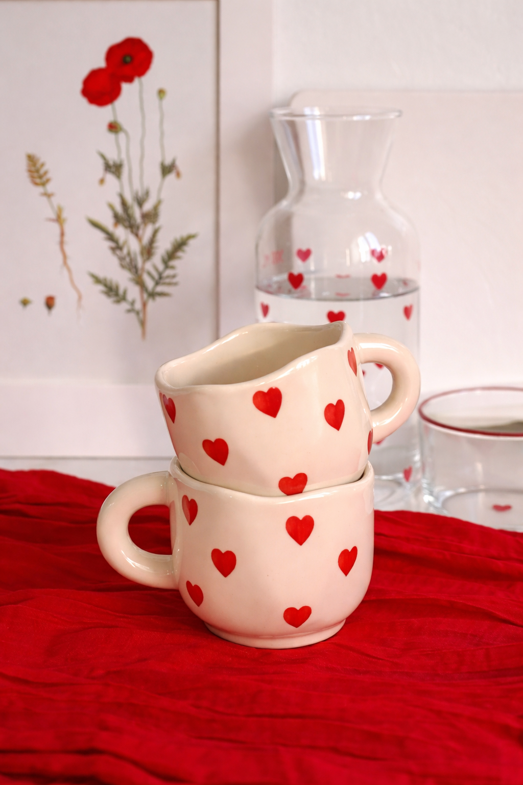Red Mini Heart Ceramic Coffee Mug