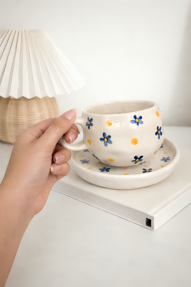 Little Blue Flowers Coffee Cup & Saucer Set