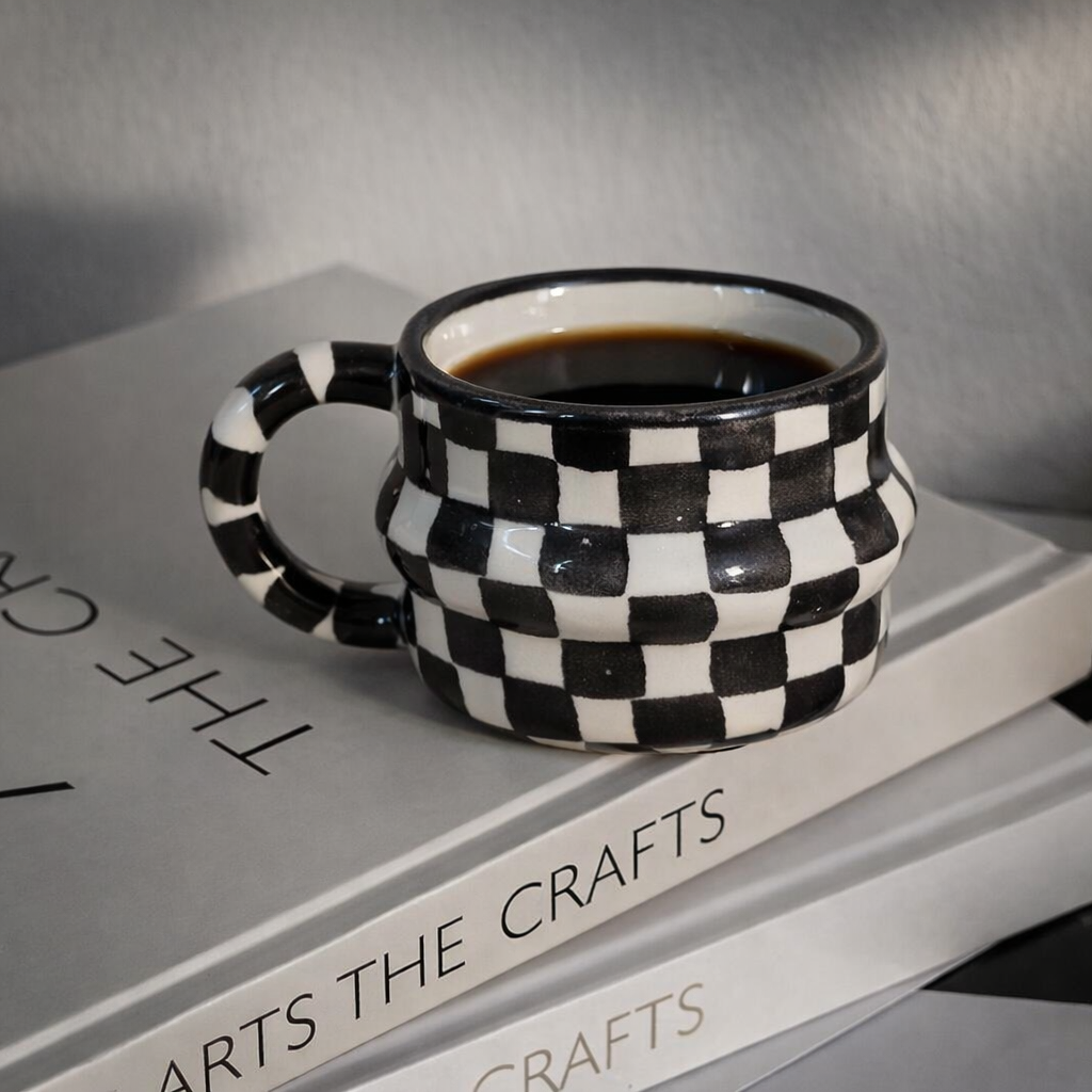Black & White Checkmate Coffee Cup