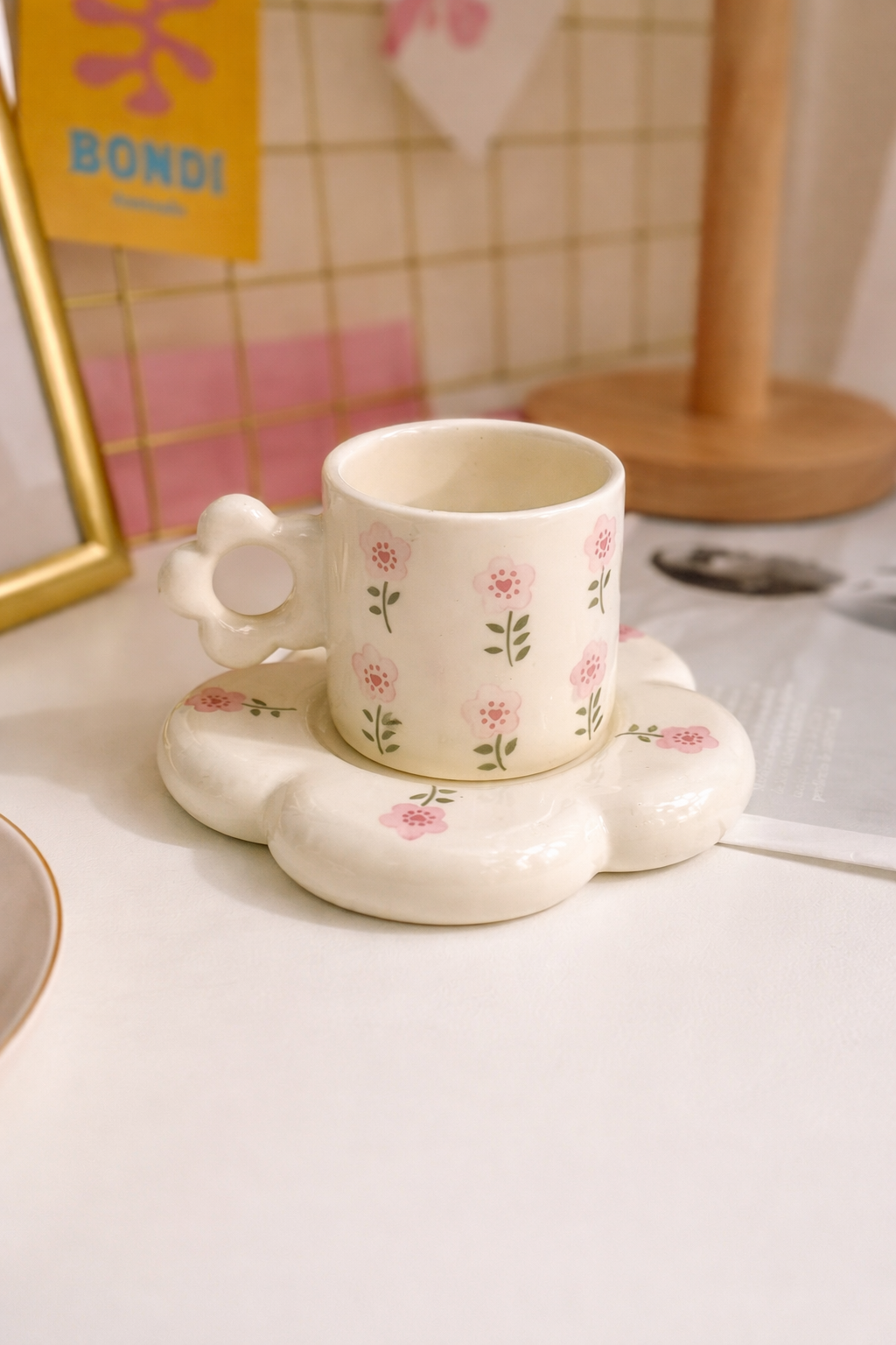 Pink Blossom Good Morning Coffee Cup & Saucer Set