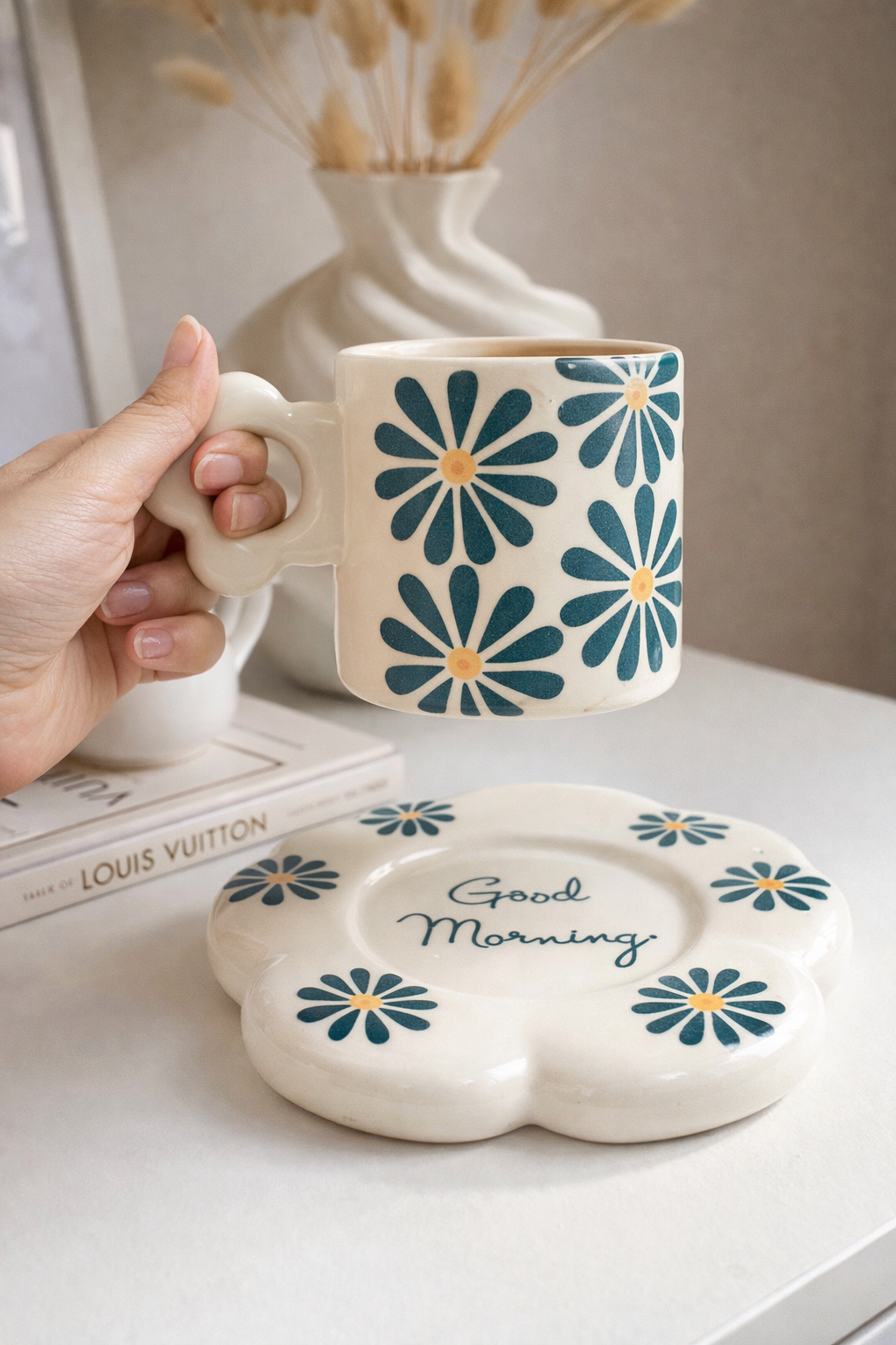 Good Morning Daisy Coffee Cup & Saucer Set