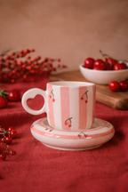 Cherry Stripe Coffee Cup & Saucer Set