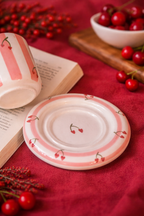 Cherry Stripe Coffee Cup & Saucer Set