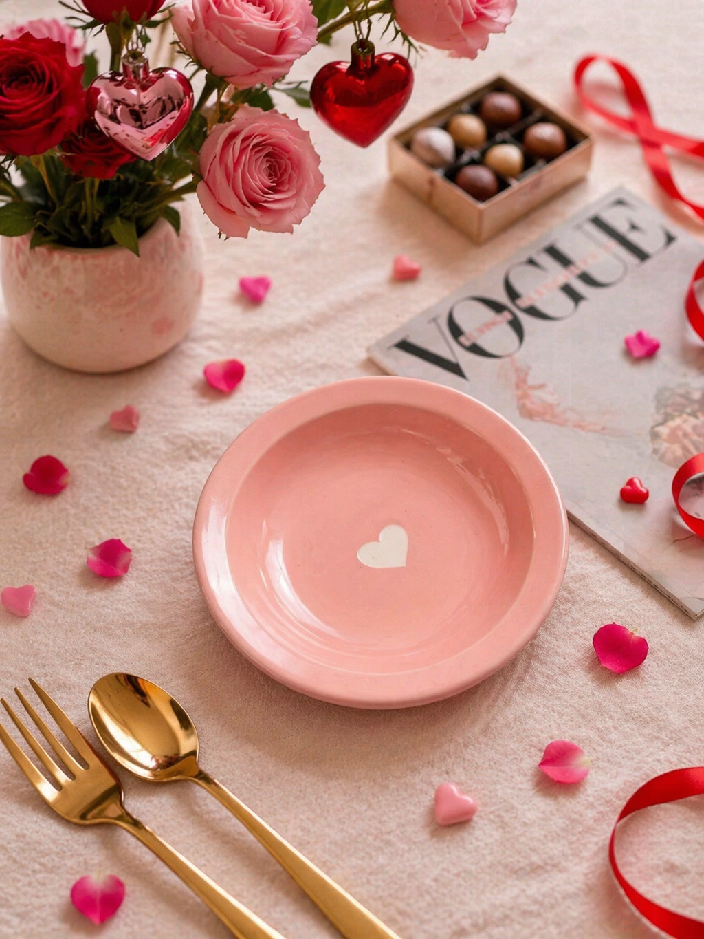 Sweet heart Pasta Plate - Pink