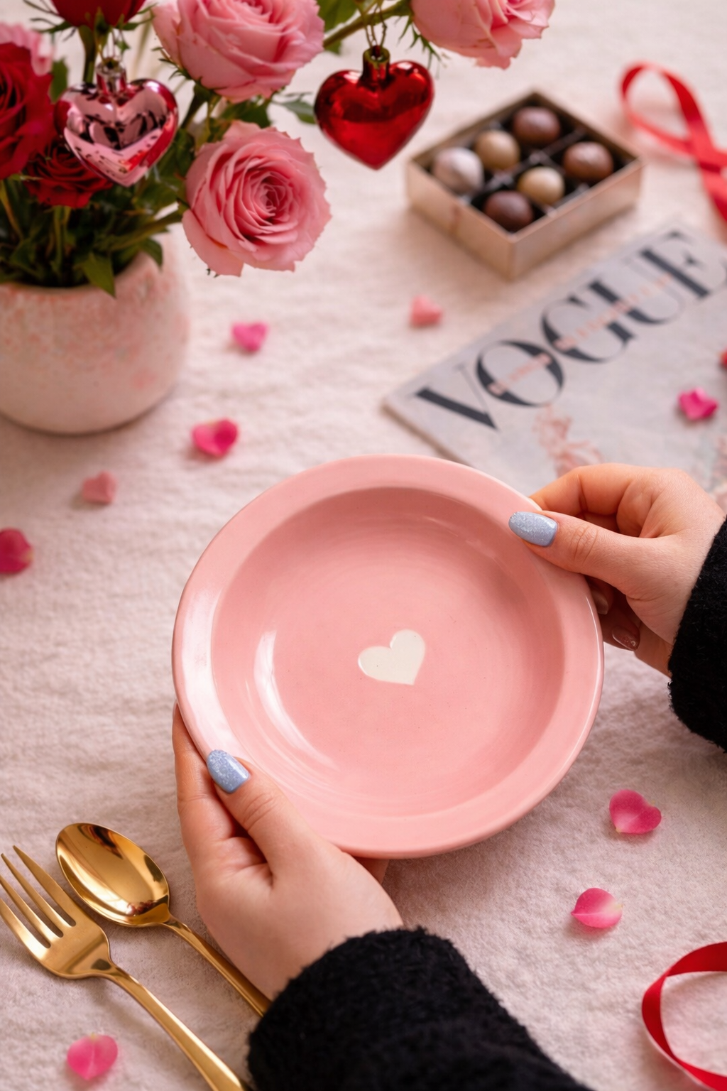 Sweet heart Pasta Plate - Pink