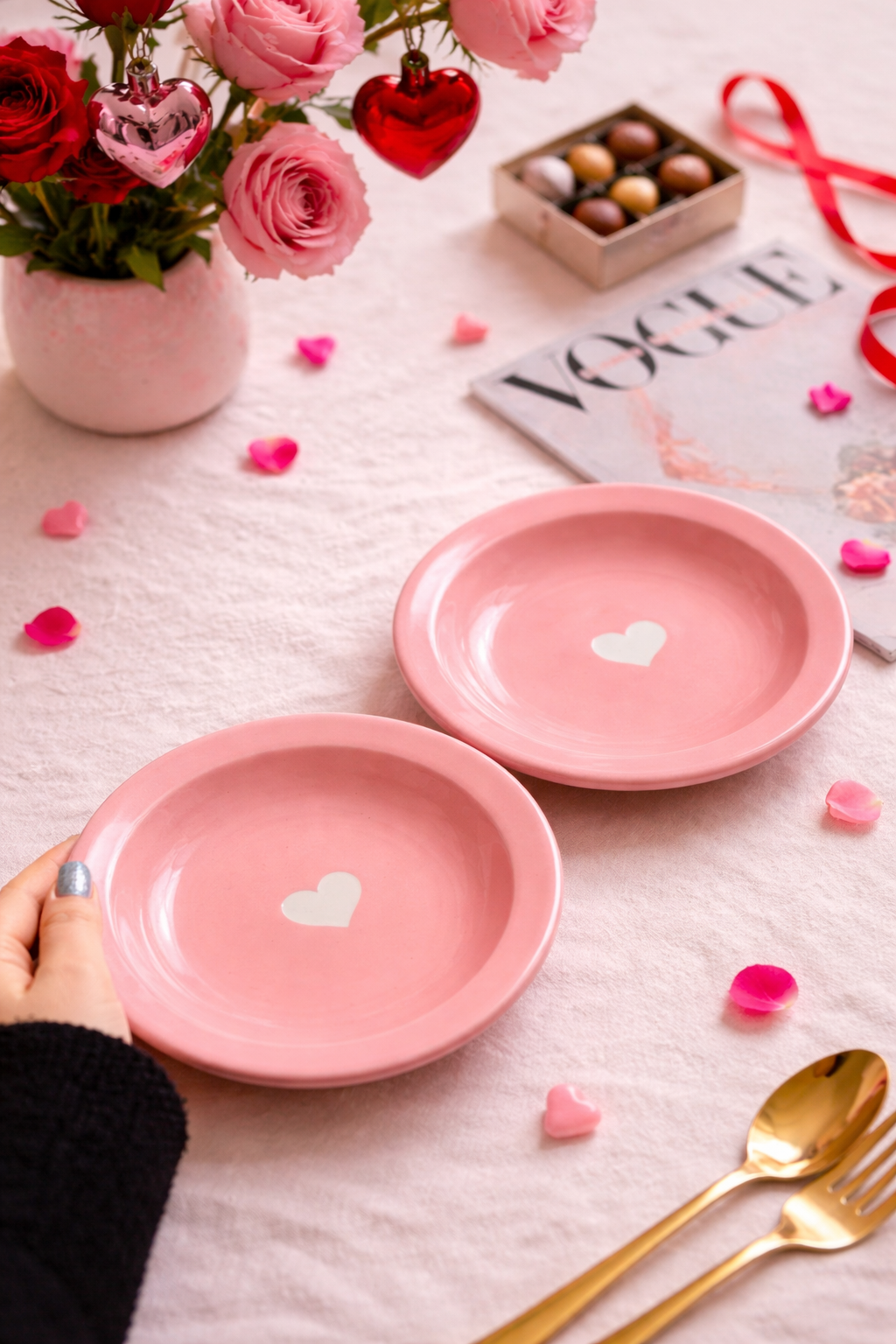 Sweet heart Pasta Plate - Pink