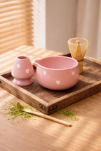 Blush Heart Matcha Bowl with Whisk Holder