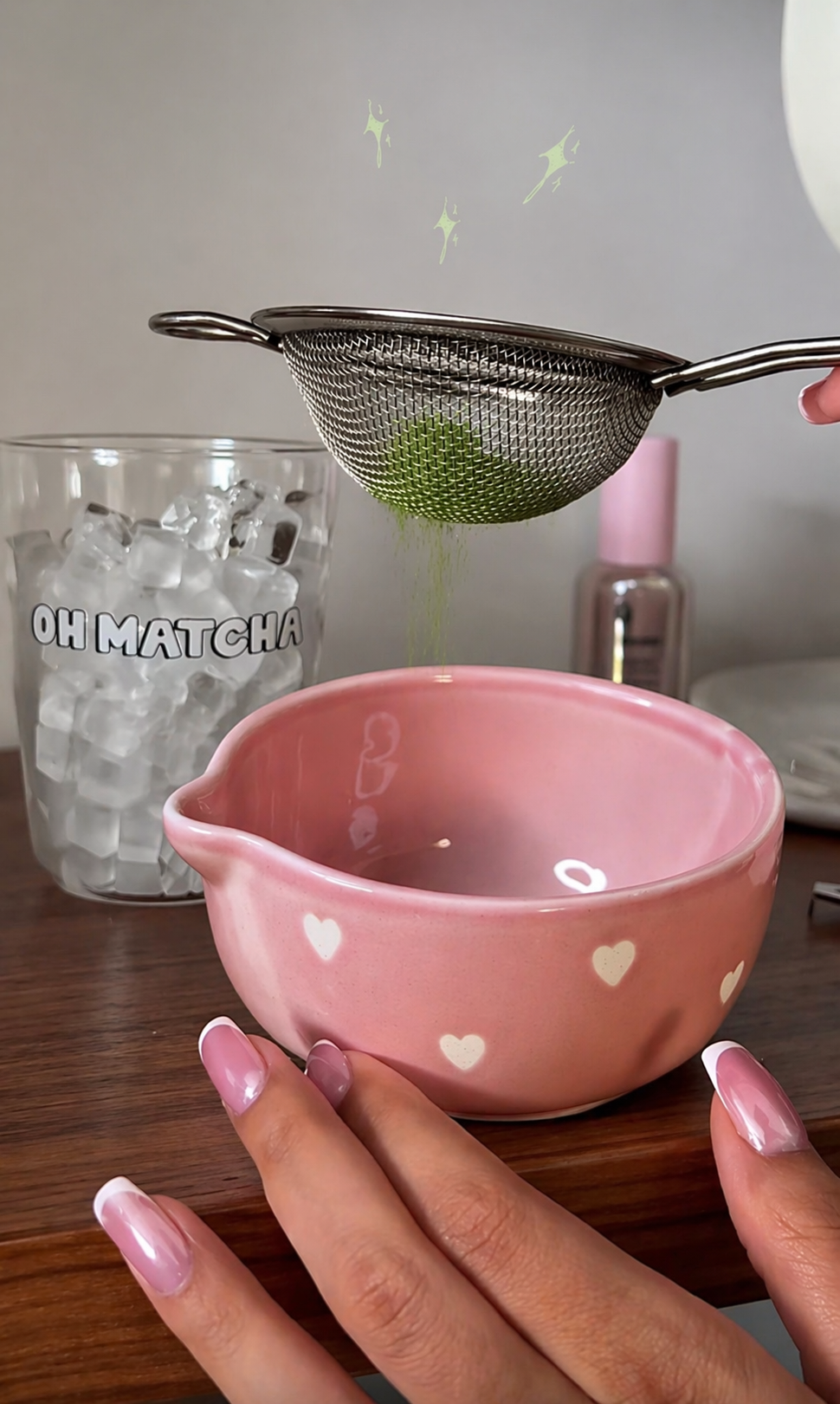 Blush Heart Matcha Bowl with Whisk Holder