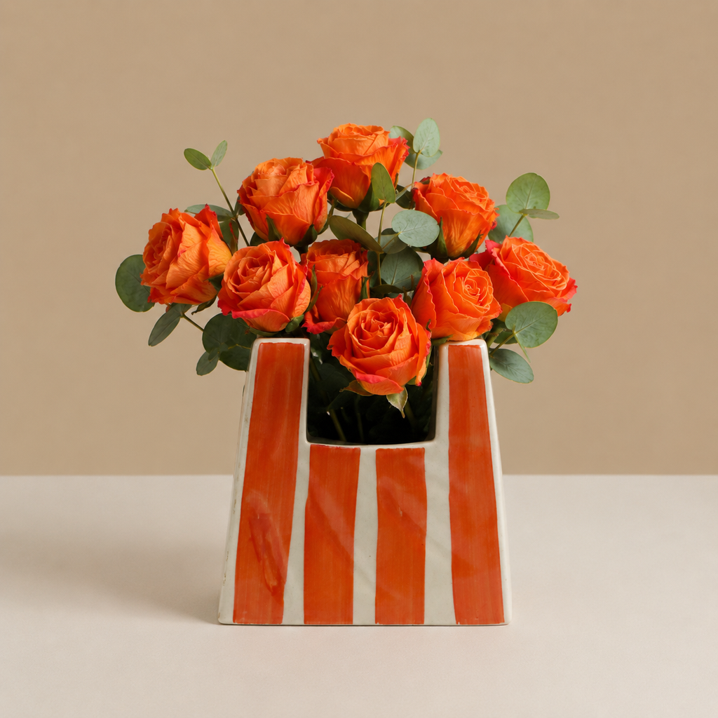 Mini orange Tote Vase / Organizer