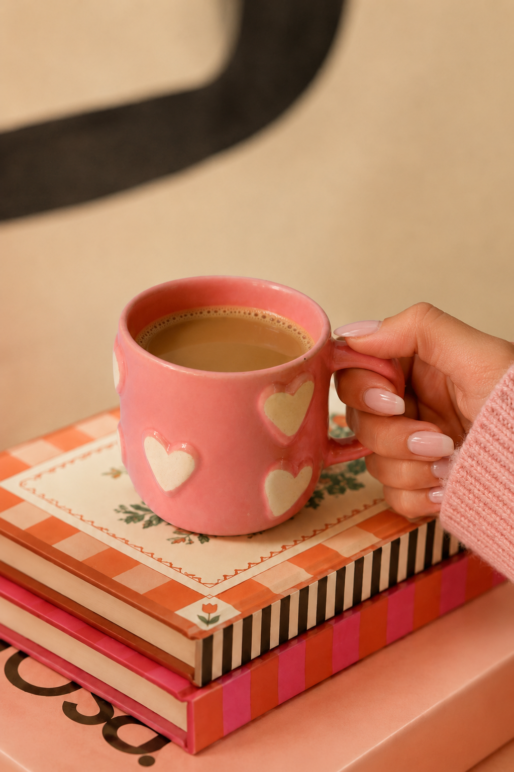 Pink 3D Pop Heart Handmade Coffee Mug