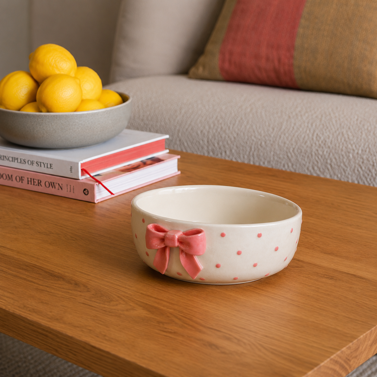 Pink Bow Ceramic Bowl